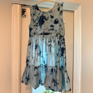 Pink Chicken Silk Dress Blue Tie-Dye Size 8Y